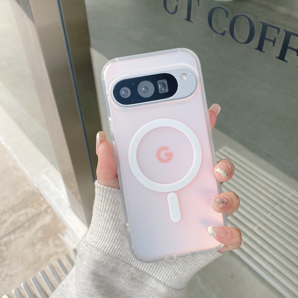 Google Pixel 10 9 Pro XL 8 Pro スマホケース Pixel 9a 8a レーザー加工のカラフルなグラデーションフロスト加工携帯電話ケース Magsafe磁気リング携帯電話ケース