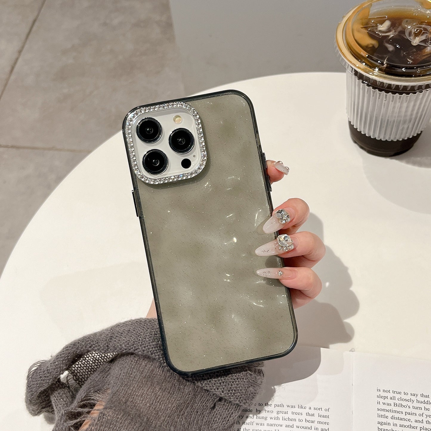 iPhone 17 Air 16 15 14 13 12 Pro Max スマホケースオリジナル韓国insインターネットセレブトレンドラインストーンレンズフレーム携帯電話ケース