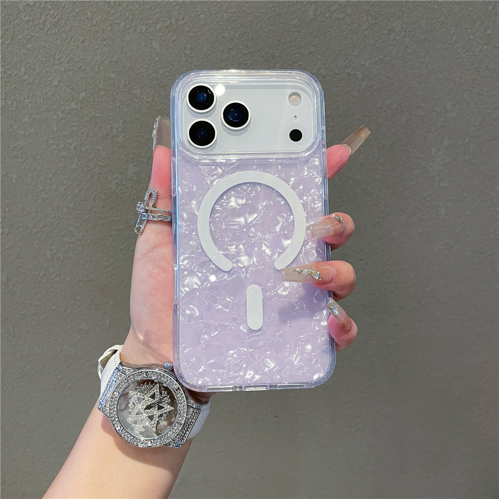 iPhone 17 Pro Max スマホケース iPhone 17 Air ケース キラキラ輝くカラフルなシェルテクスチャのMagsafeマグネット式携帯電話ケース