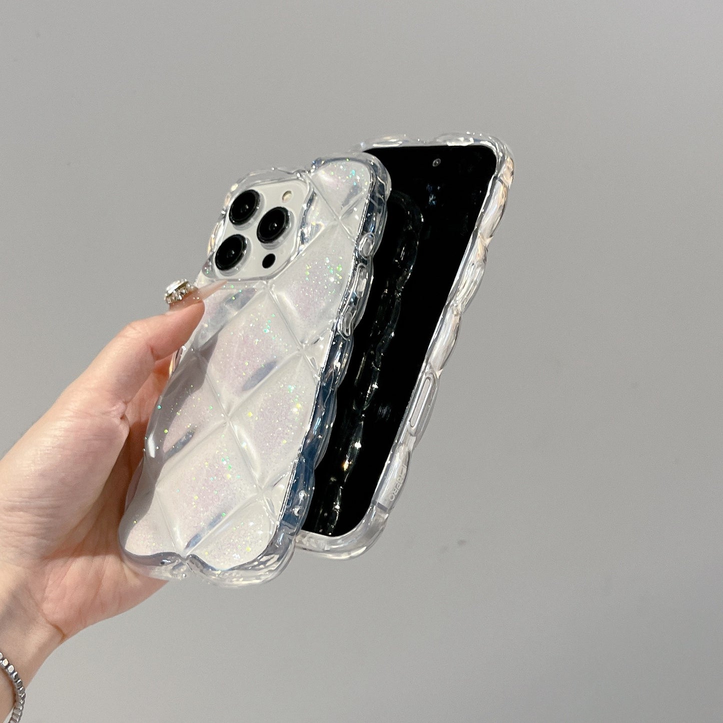 iPhone 16 15 14 Plus 13 12 Pro Max スマホケース かわいいグリッター3Dダイヤモンド柄スマホケース