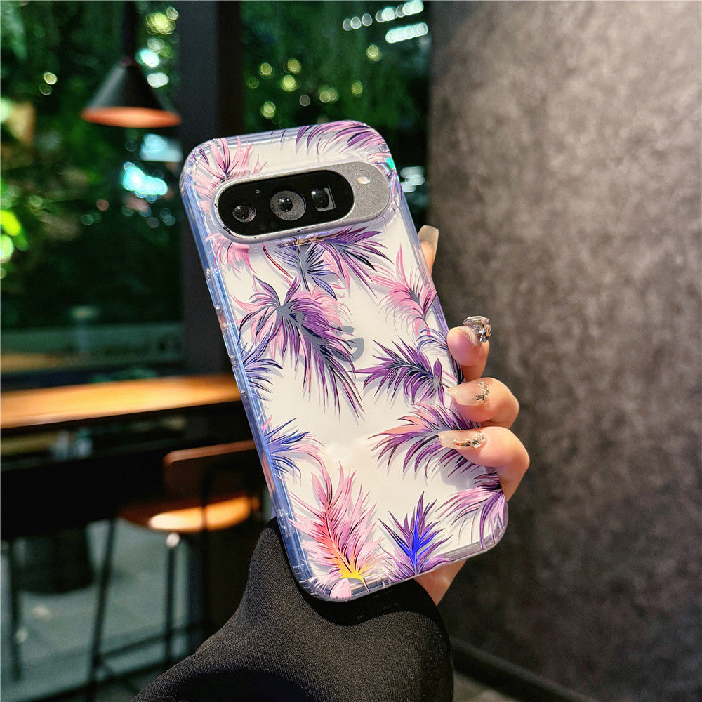 Google Pixel 10 9 Pro XL スマホケース Pixel 9a ケースエレガントなクラシックな花柄の透明携帯ケース