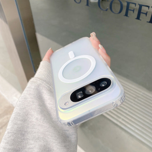 Google Pixel 10 9 Pro XL 8 Pro スマホケース Pixel 9a 8a レーザー加工のカラフルなグラデーションフロスト加工携帯電話ケース Magsafe磁気リング携帯電話ケース