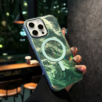 高級アートグラデーションカラー氷河テクスチャ携帯電話ケースMagSafe磁気リング携帯電話ケース