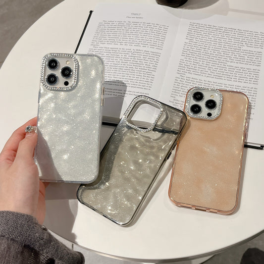 iPhone 17 Air 16 15 14 13 12 Pro Max スマホケースオリジナル韓国insインターネットセレブトレンドラインストーンレンズフレーム携帯電話ケース