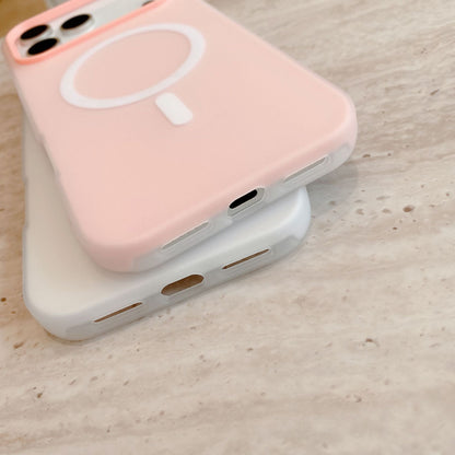 iPhone 17 Air 16 Pro Max スマホケース シンプルでカラフルなゼリー柄の2 in 1 MagSafe対応マグネット式フロストスマホケース