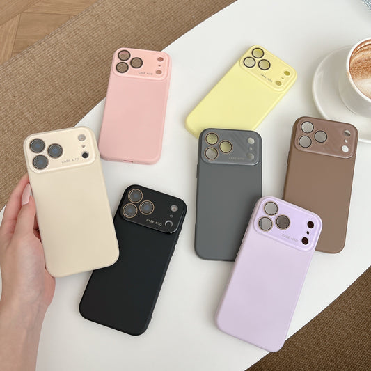 iPhone 17 Air 16 15 14 Pro Max スマホケース シンプルな無地ガラスレンズのスマホケース