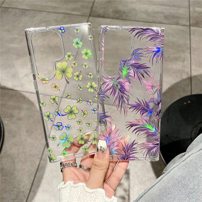 Samsung Galaxy S25 S24 S23 S22 Ultra スマホケース S24FE S23FE ケース欧米で人気のエレガントなクラシックな花柄の透明携帯ケース