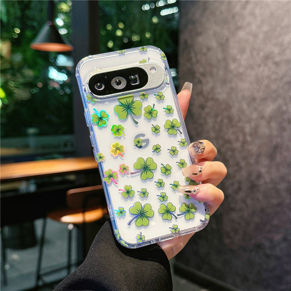 Google Pixel 10 9 Pro XL スマホケース Pixel 9a ケースエレガントなクラシックな花柄の透明携帯ケース