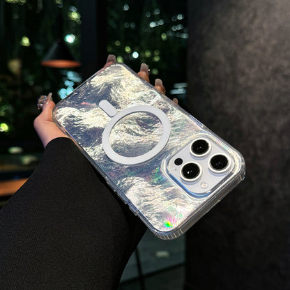 高級アートグラデーションカラー氷河テクスチャ携帯電話ケースMagSafe磁気リング携帯電話ケース