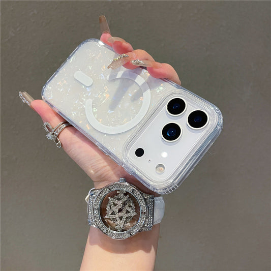 iPhone 17 Pro Max スマホケース iPhone 17 Air ケース キラキラ輝くカラフルなシェルテクスチャのMagsafeマグネット式携帯電話ケース