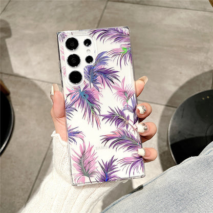 Samsung Galaxy S25 S24 S23 S22 Ultra スマホケース S24FE S23FE ケース欧米で人気のエレガントなクラシックな花柄の透明携帯ケース