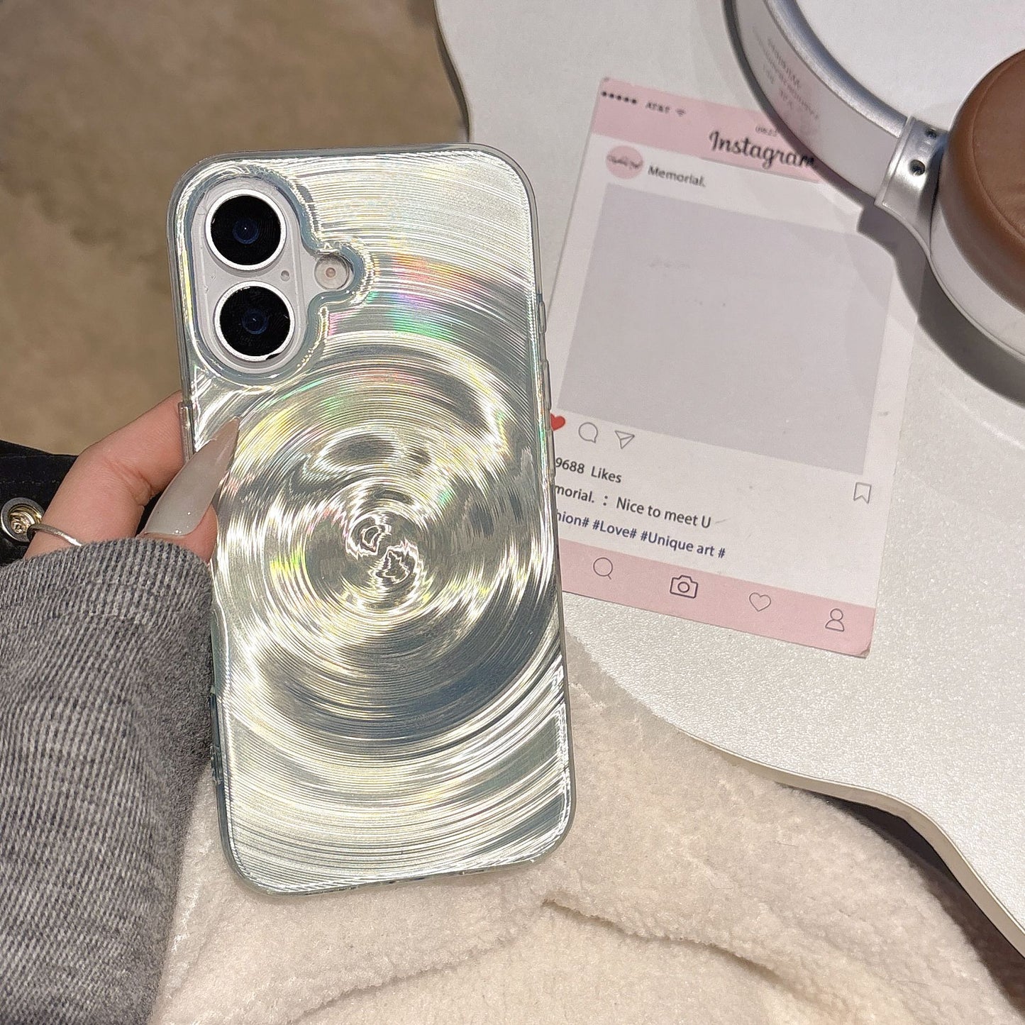 iPhone 17 Air 16 15 14 13 Pro Max スマホケース 高級感のあるミントグリーンの渦巻き模様のスマホケース