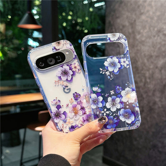 Google Pixel 10 9 Pro XL スマホケース Pixel 9a ケースエレガントなクラシックな花柄の透明携帯ケース