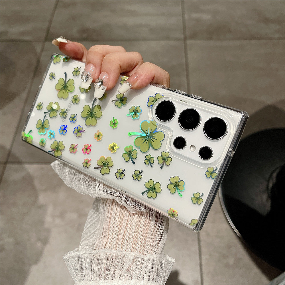 Samsung Galaxy S25 S24 S23 S22 Ultra スマホケース S24FE S23FE ケース欧米で人気のエレガントなクラシックな花柄の透明携帯ケース