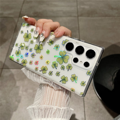 Samsung Galaxy S25 S24 S23 S22 Ultra スマホケース S24FE S23FE ケース欧米で人気のエレガントなクラシックな花柄の透明携帯ケース