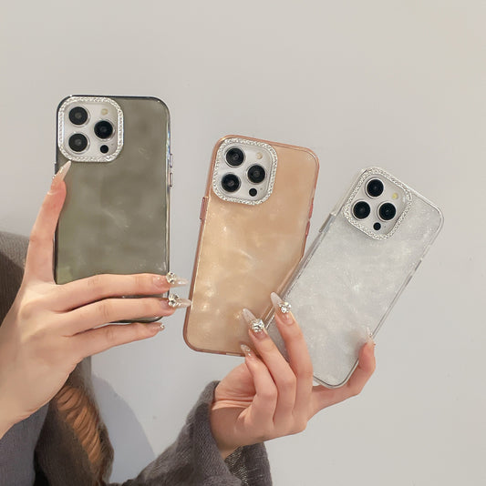 iPhone 17 Air 16 15 14 13 12 Pro Max スマホケースオリジナル韓国insインターネットセレブトレンドラインストーンレンズフレーム携帯電話ケース