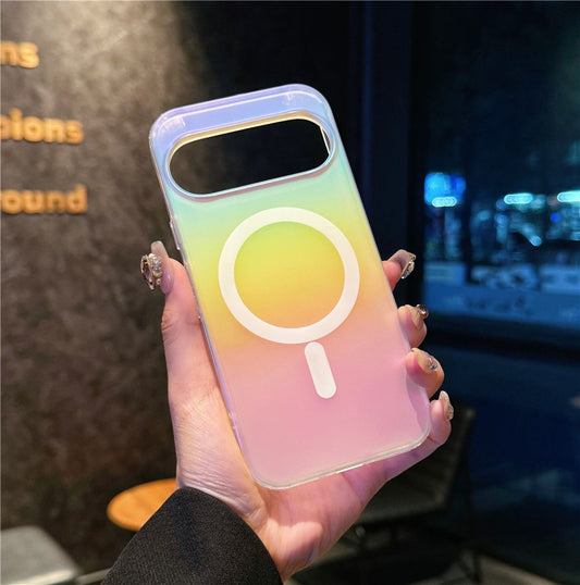 Google Pixel 10 9 Pro XL スマホケース Pixel 9a ケースグラデーションレーザーフロスト携帯電話ケース Magsafe磁気リング携帯電話ケース