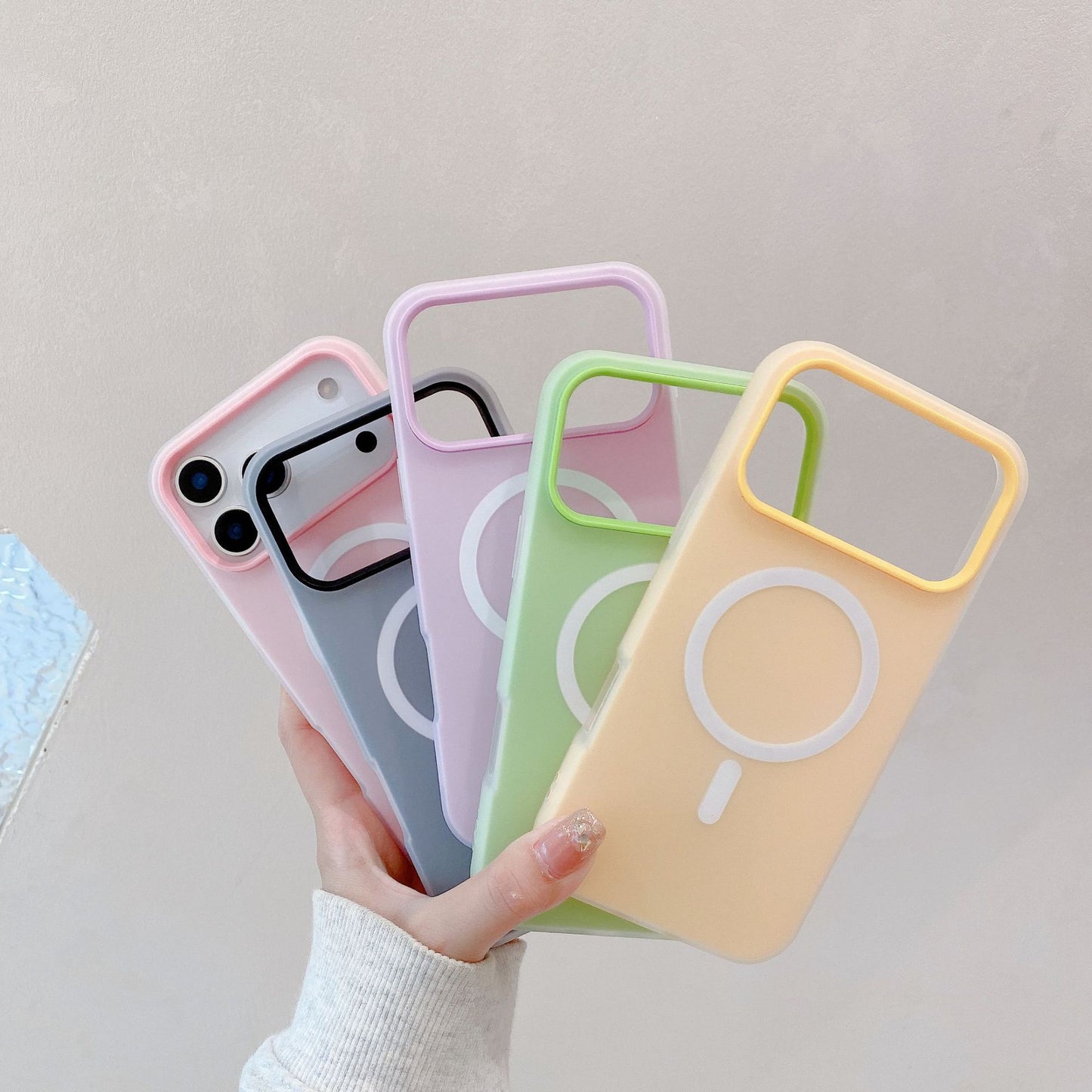 iPhone 17 Air 16 Pro Max スマホケース シンプルでカラフルなゼリー柄の2 in 1 MagSafe対応マグネット式フロストスマホケース