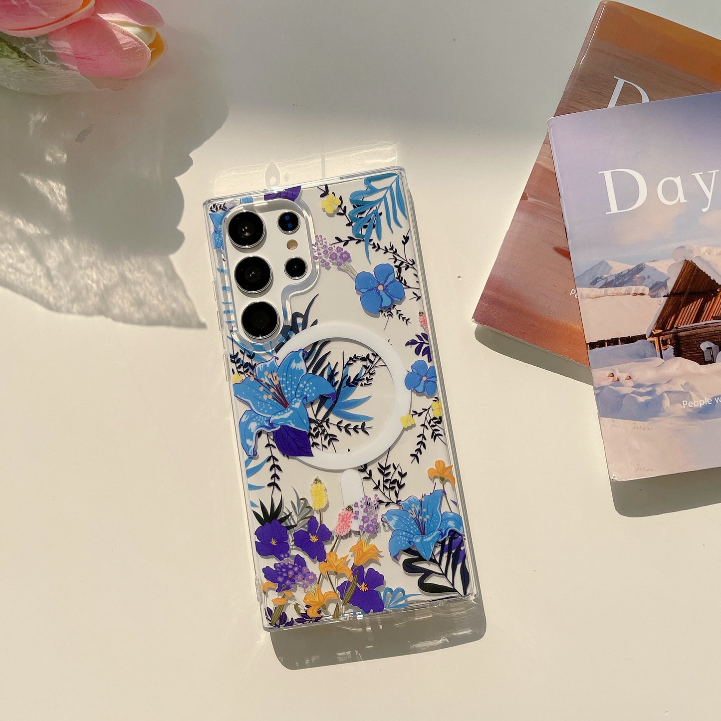 Samsung Galaxy S25 S24 S23 S22 Ultra スマホケース S24FE S23FE ケースクラシックでエレガントな花柄の携帯電話ケース Magsafe磁気リング携帯電話ケース
