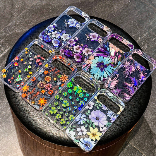 Google Pixel 10 9 Pro XL スマホケース Pixel 9a ケースエレガントなクラシックな花柄の透明携帯ケース