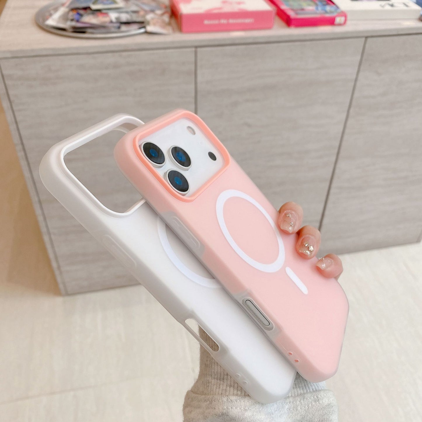 iPhone 17 Air 16 Pro Max スマホケース シンプルでカラフルなゼリー柄の2 in 1 MagSafe対応マグネット式フロストスマホケース